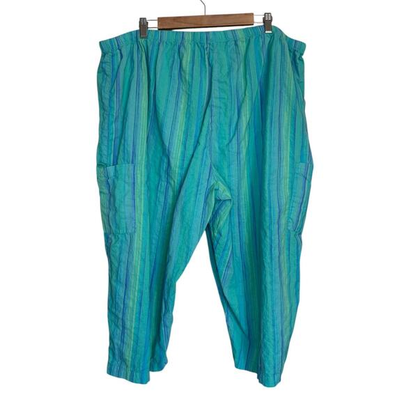 Not‎ For Sale Fresh Produce Pants Women 3X Green Cropped Plus Size Striped - Picture 5 of 9